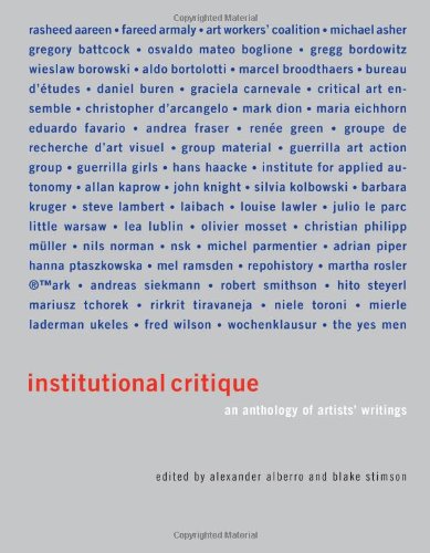 Institutional critique<br>an anthology of artists' writings